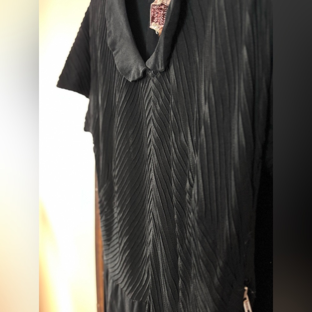 Vintage 1950s Peter Pan Collar Black Midi Dress - Picture 4 of 13